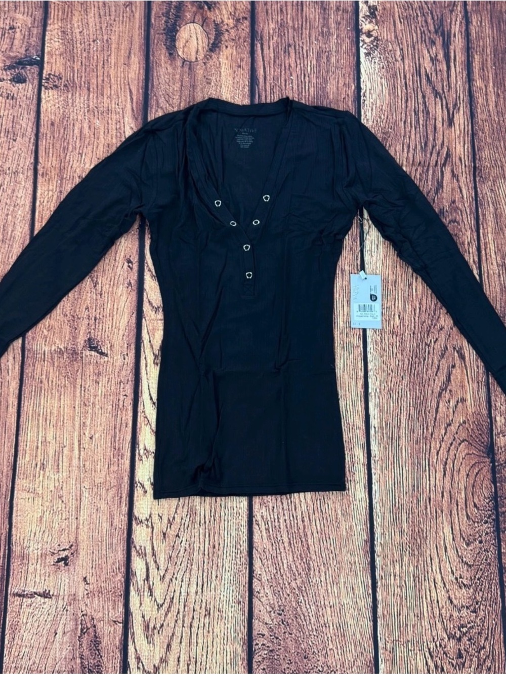Negative Underwear Black Long-Sleeve Henley Top